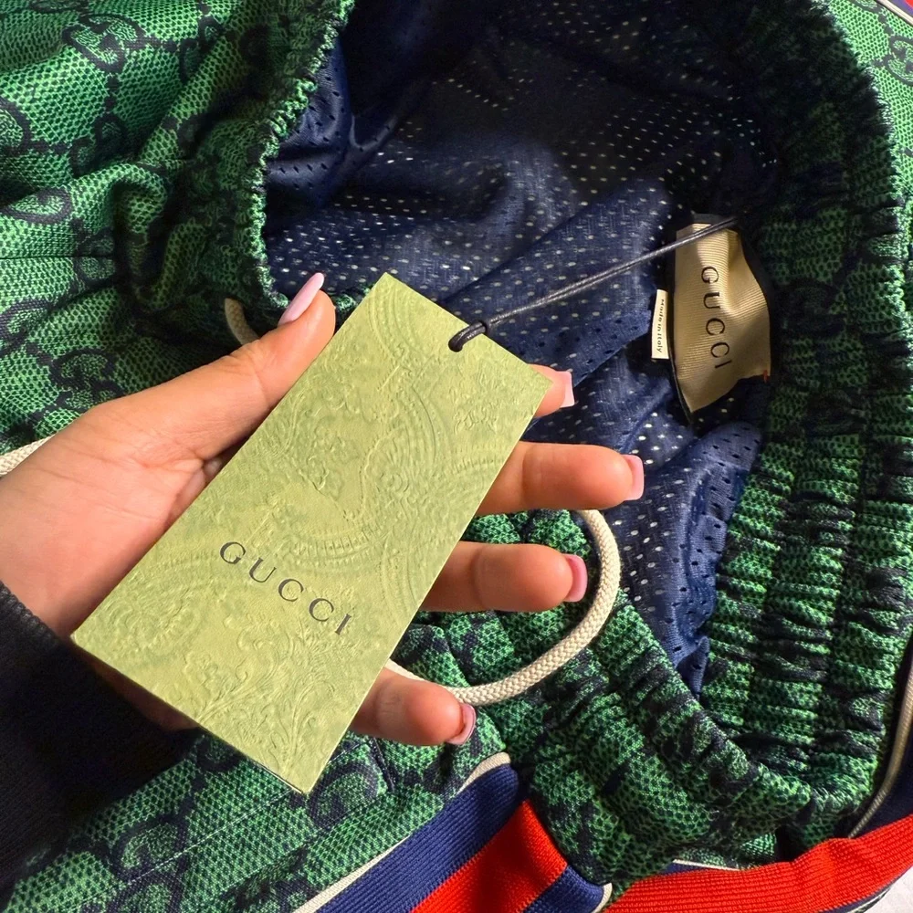 GUCCI - Webbing-Trimmed Monogrammed Tech-Jersey Track Pants - Green 2X - Picture 7 of 13